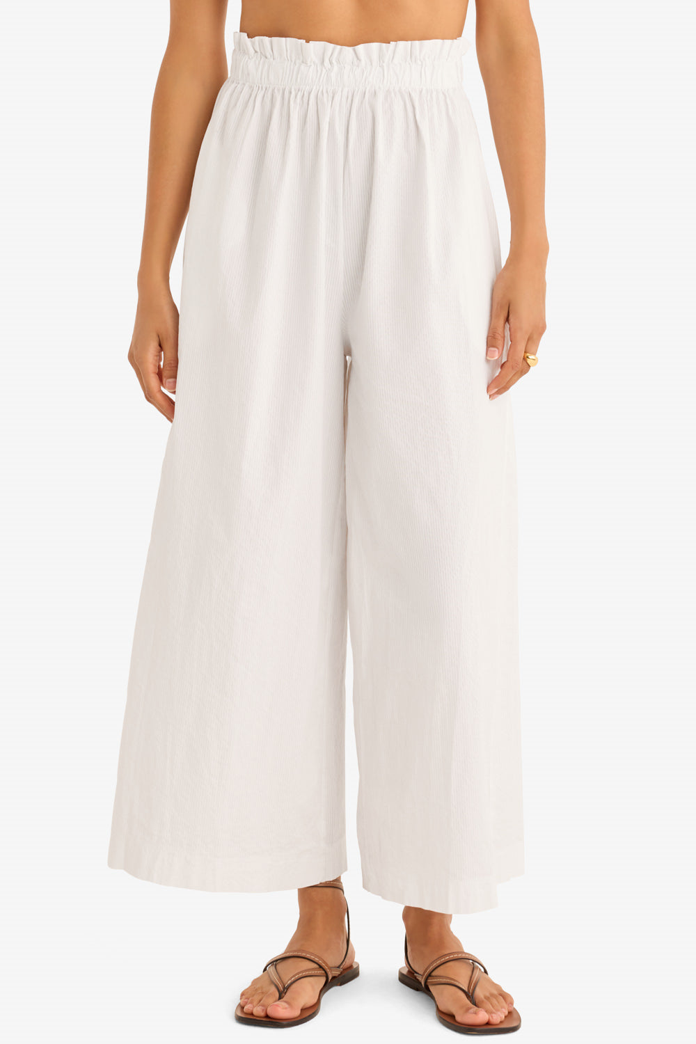 The Striped Poplin Pant in White Stripes