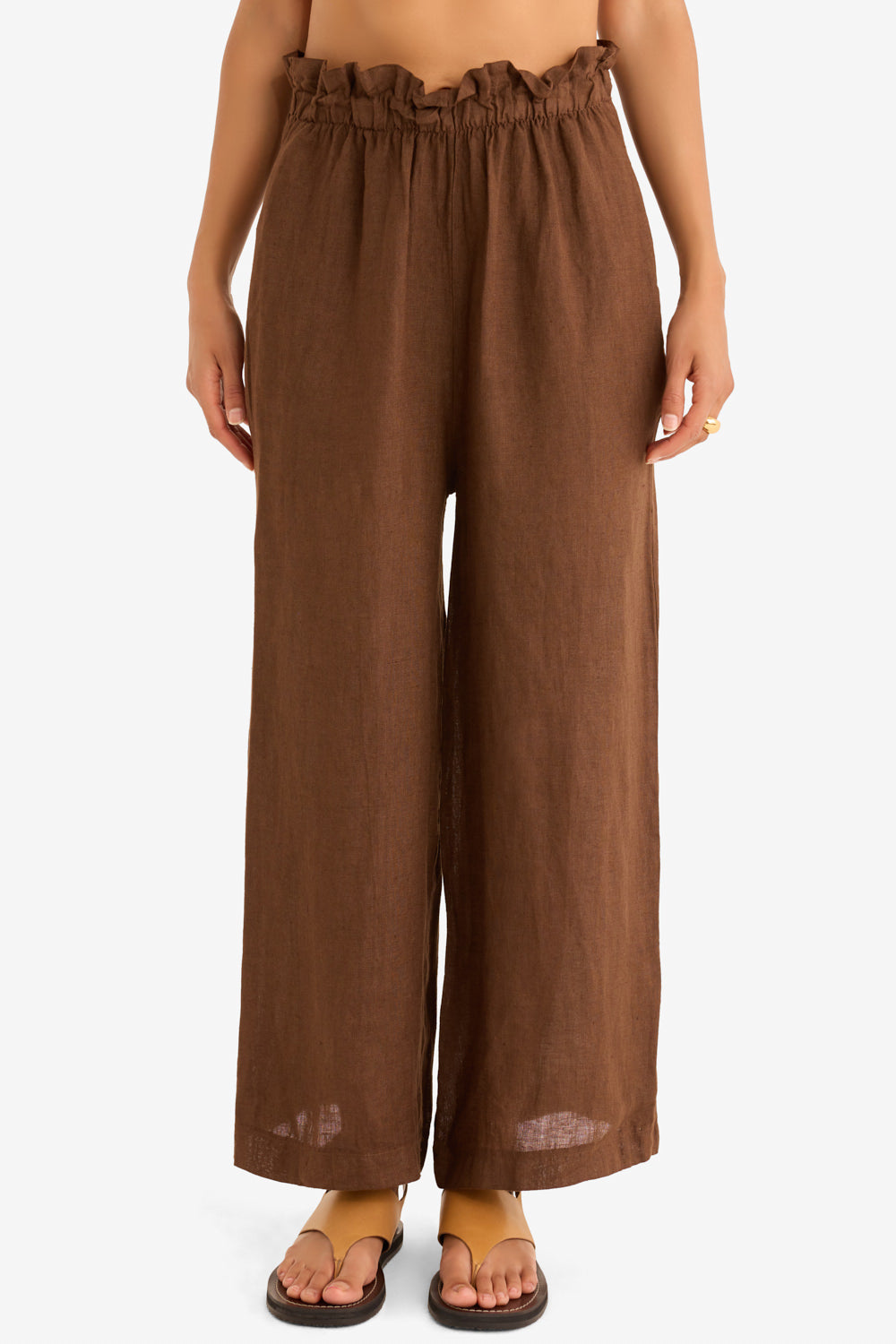 The Arches Linen Pant in Cafe