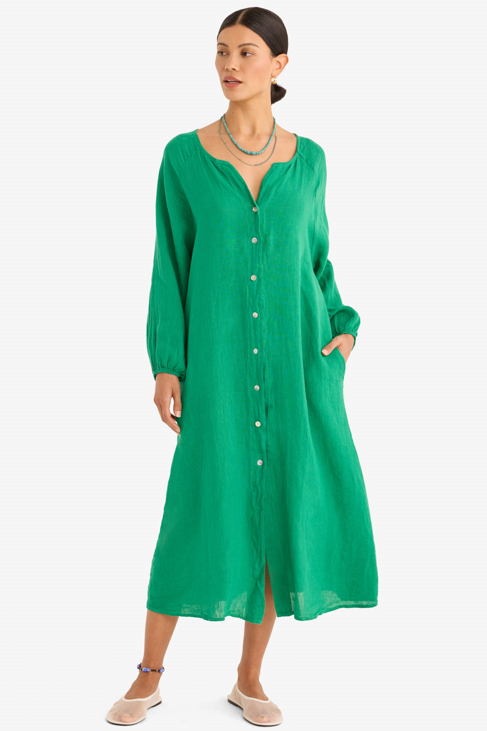 The Camille Dress in Emerald