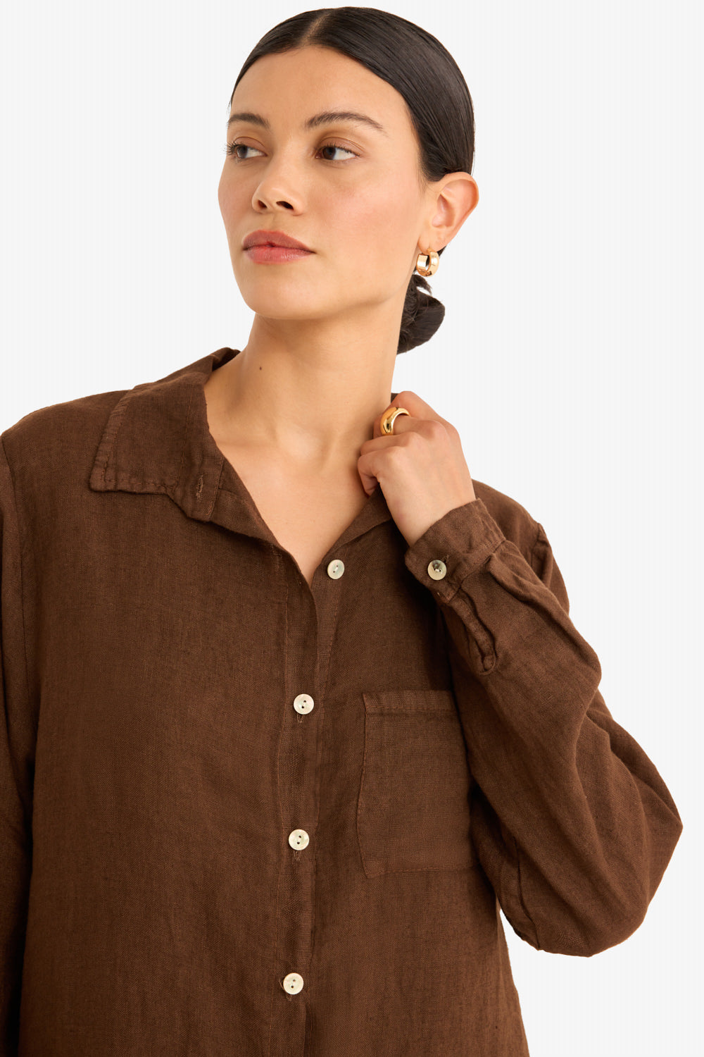 The Playa Linen Shirt in Cafe