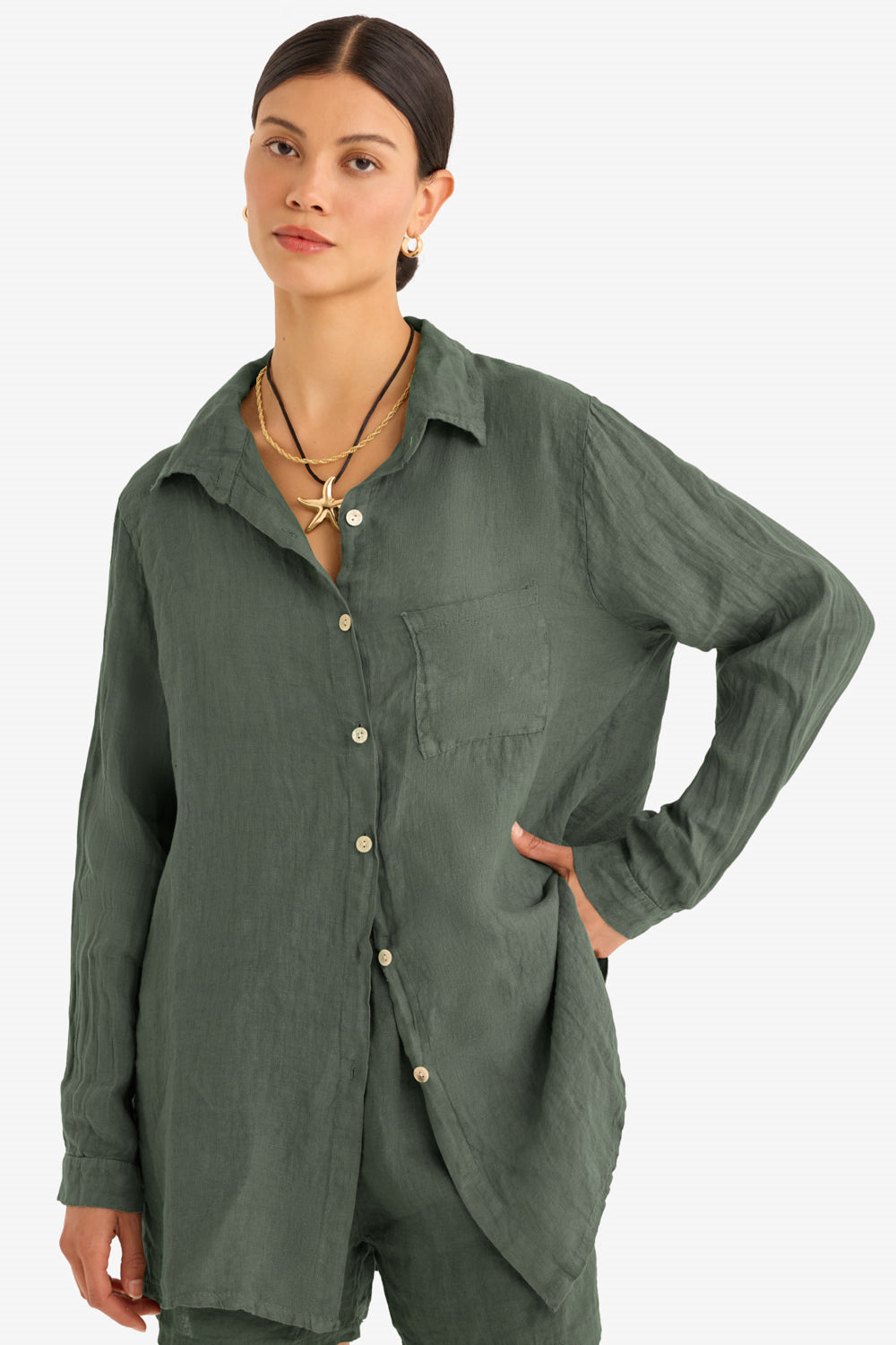 The Playa Linen Shirt in Olive