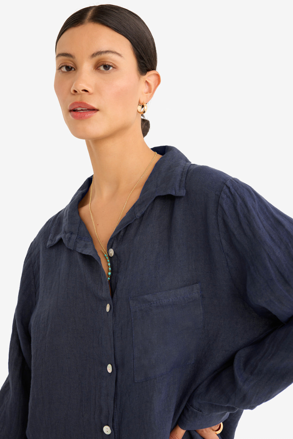 The Playa Linen Shirt in Navy