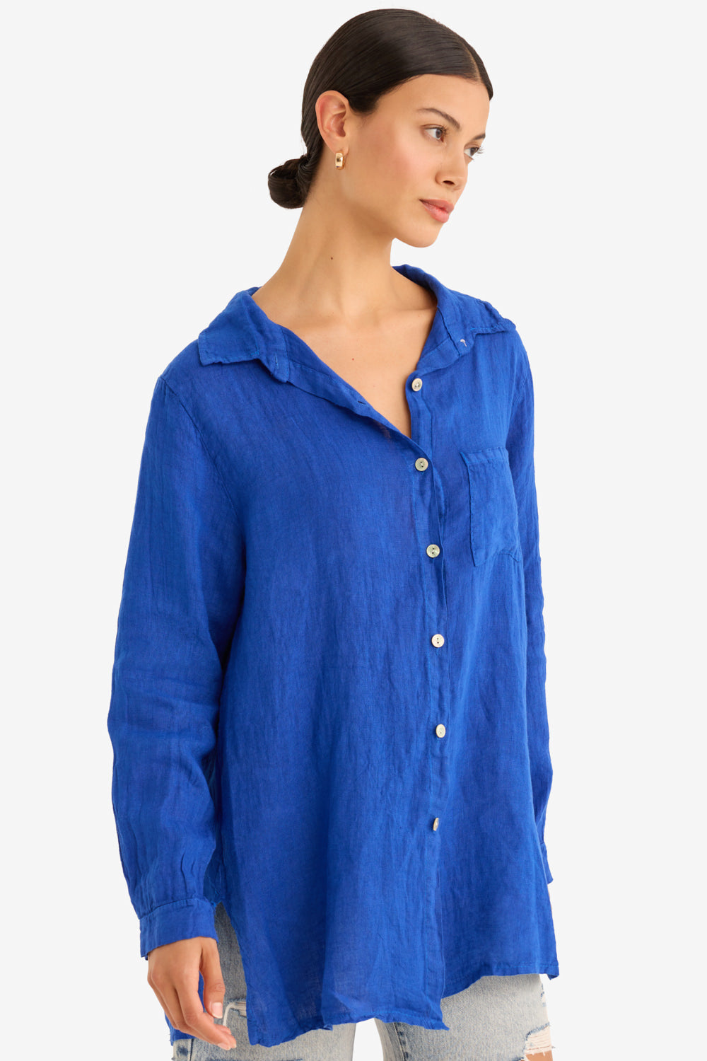 The Playa Linen Shirt in Bleu