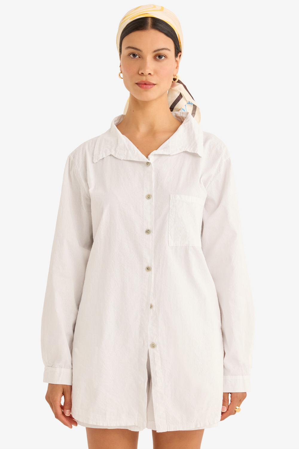 The Playa Poplin Shirt in White Stripes