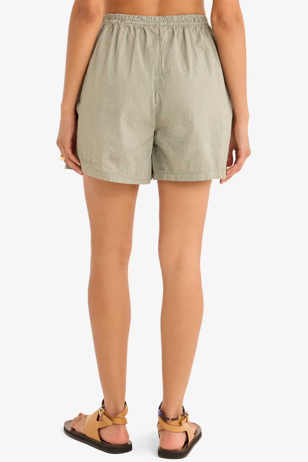 The Poplin Boxer Shorts in Olive Stripes