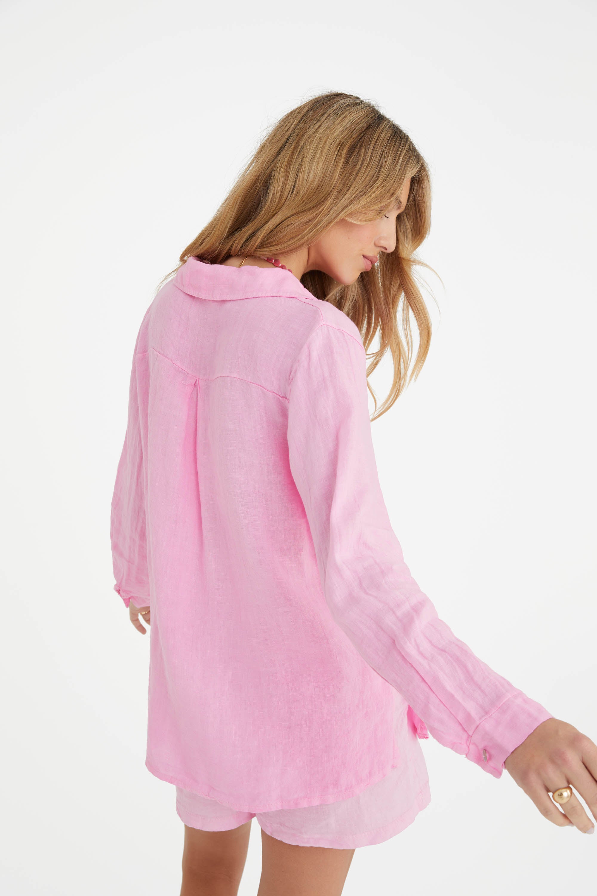 The Playa Linen Shirt in Rosa