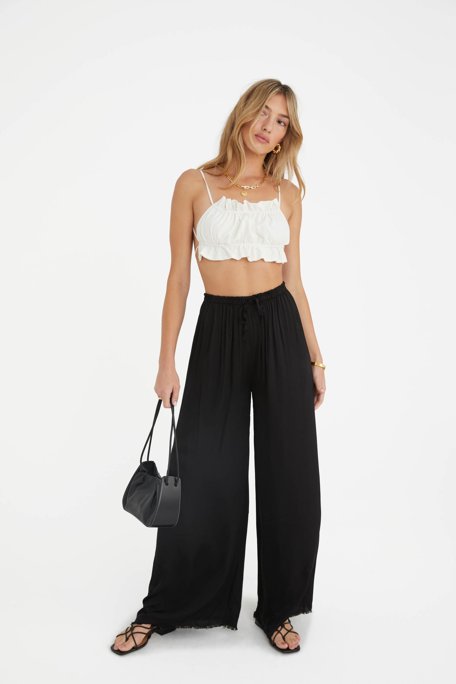 The Rising Satin Pants in Black